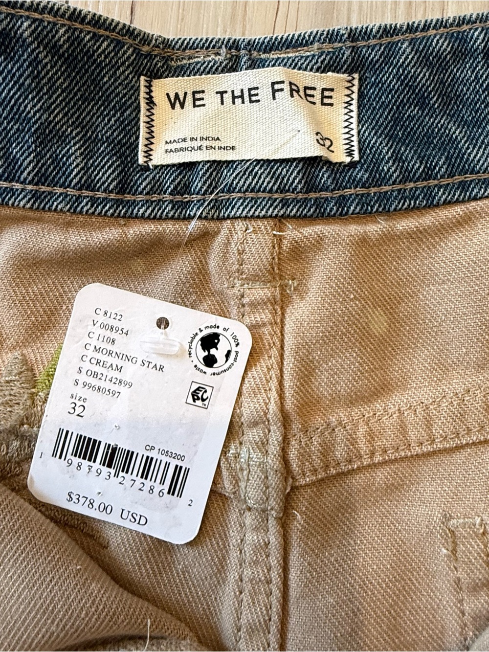 NWT Free People We the Free Falling Love Wide-Leg Jeans Morning Star Cream 32 - Picture 14 of 16